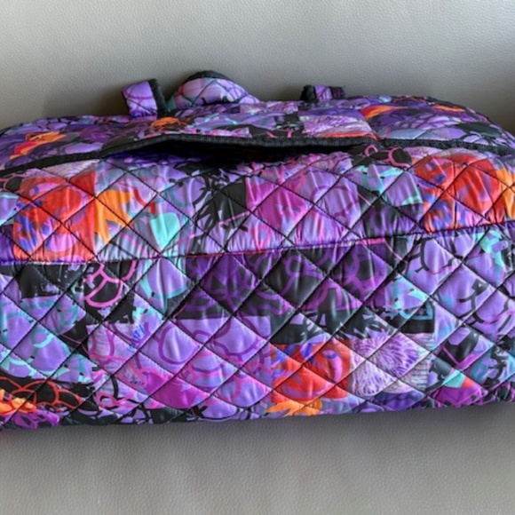 DOLCEZZA large quilted fabric travel bag multicolour purple with shoulder strap - Picture 8 of 16